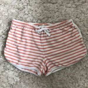 Peach and White Striped Terry Cloth Shorts Size S
